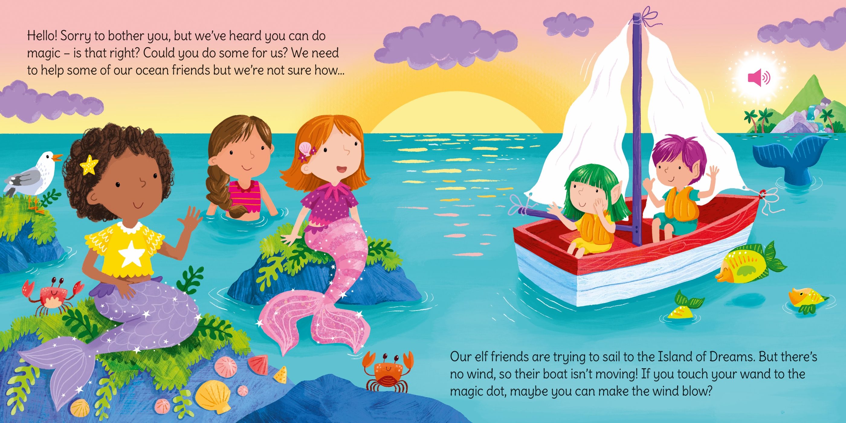 Carte interactiva cu bagheta si sunete: "Wand Books: Mermaid Magic", Usborne, +3 ani