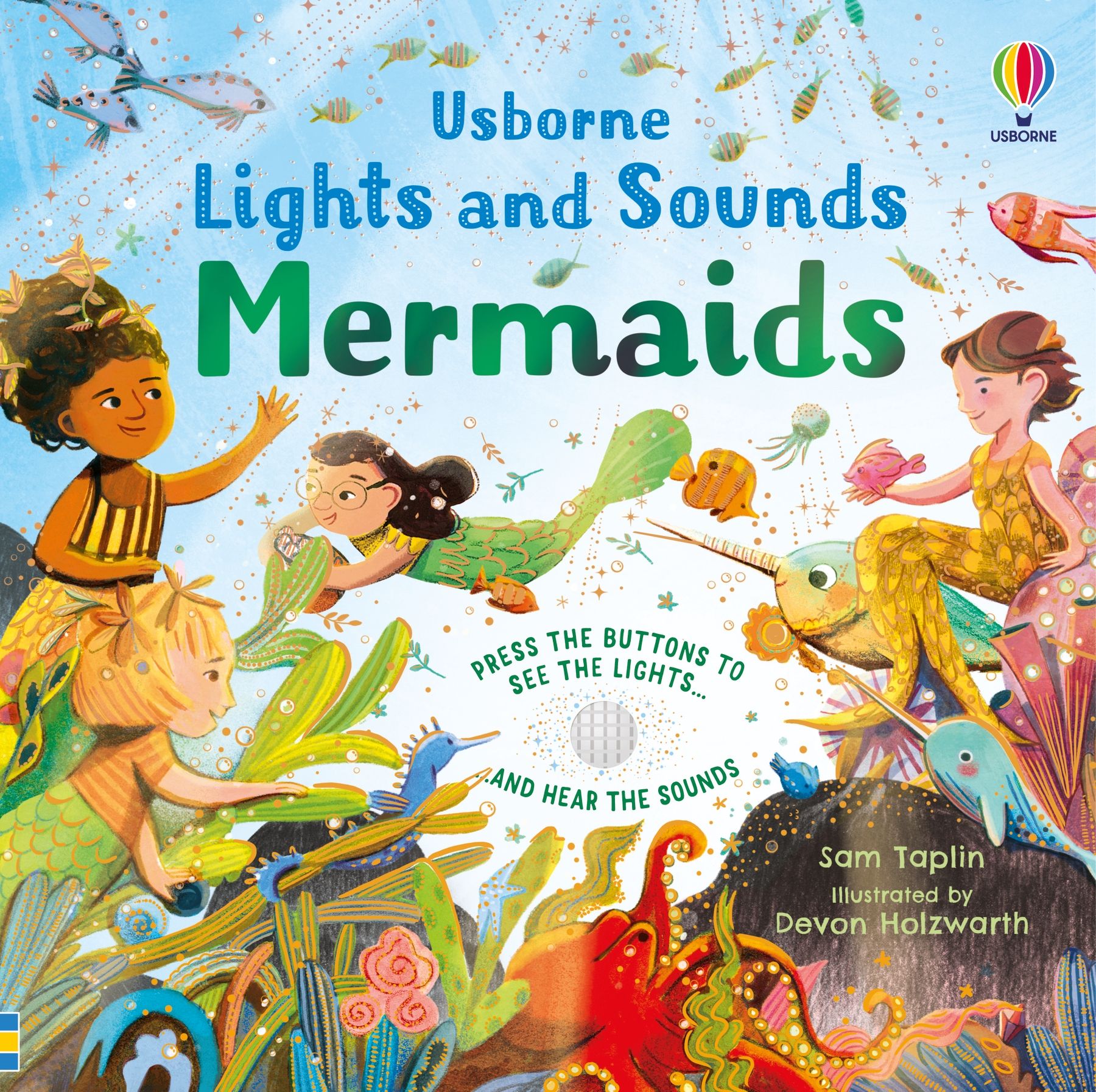 Carte cu lumini si sunete cu Sirene, Lights and Sounds Mermaids, Usborne, +6 luni