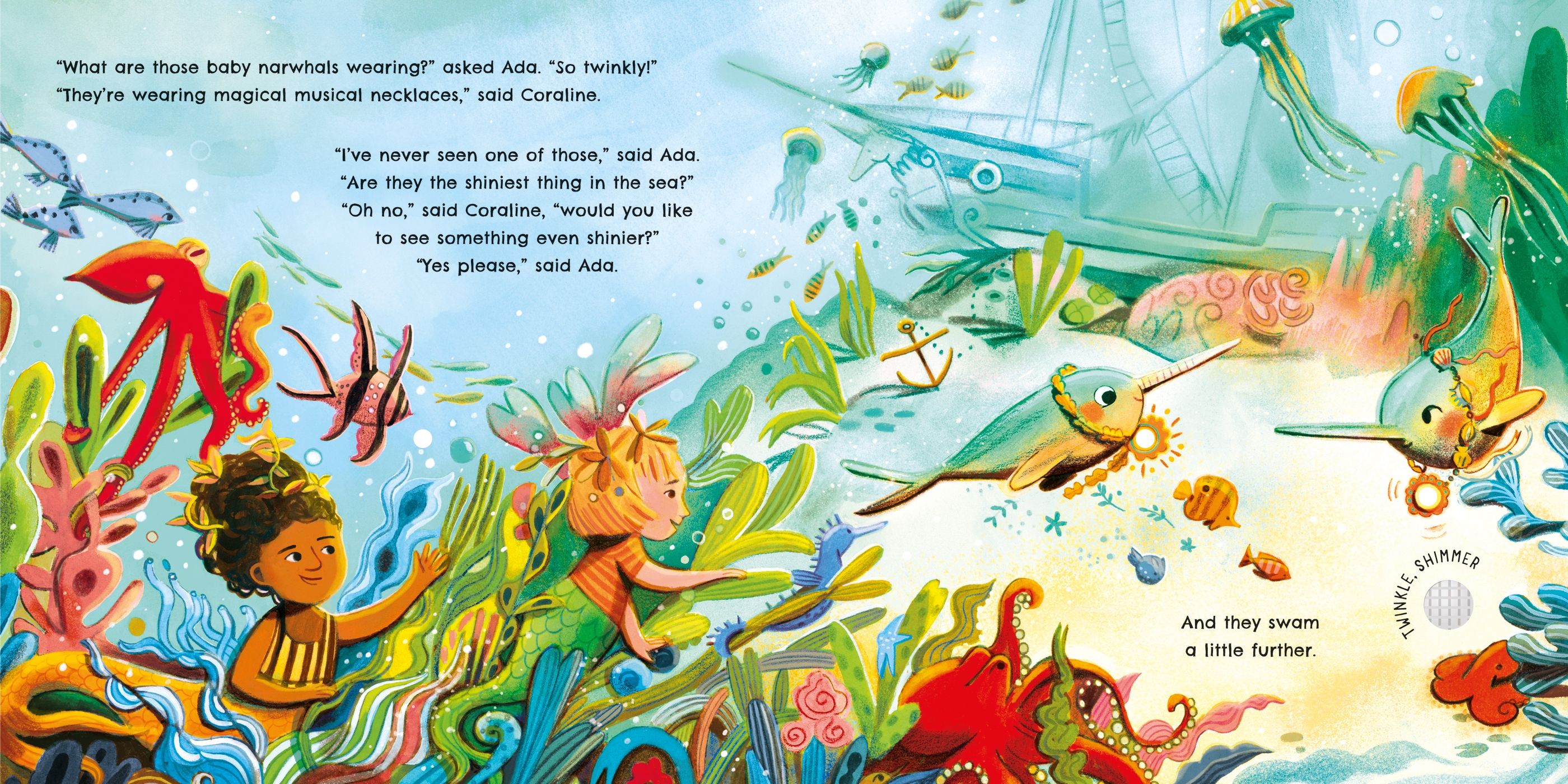 Carte cu lumini si sunete cu Sirene, Lights and Sounds Mermaids, Usborne, +6 luni
