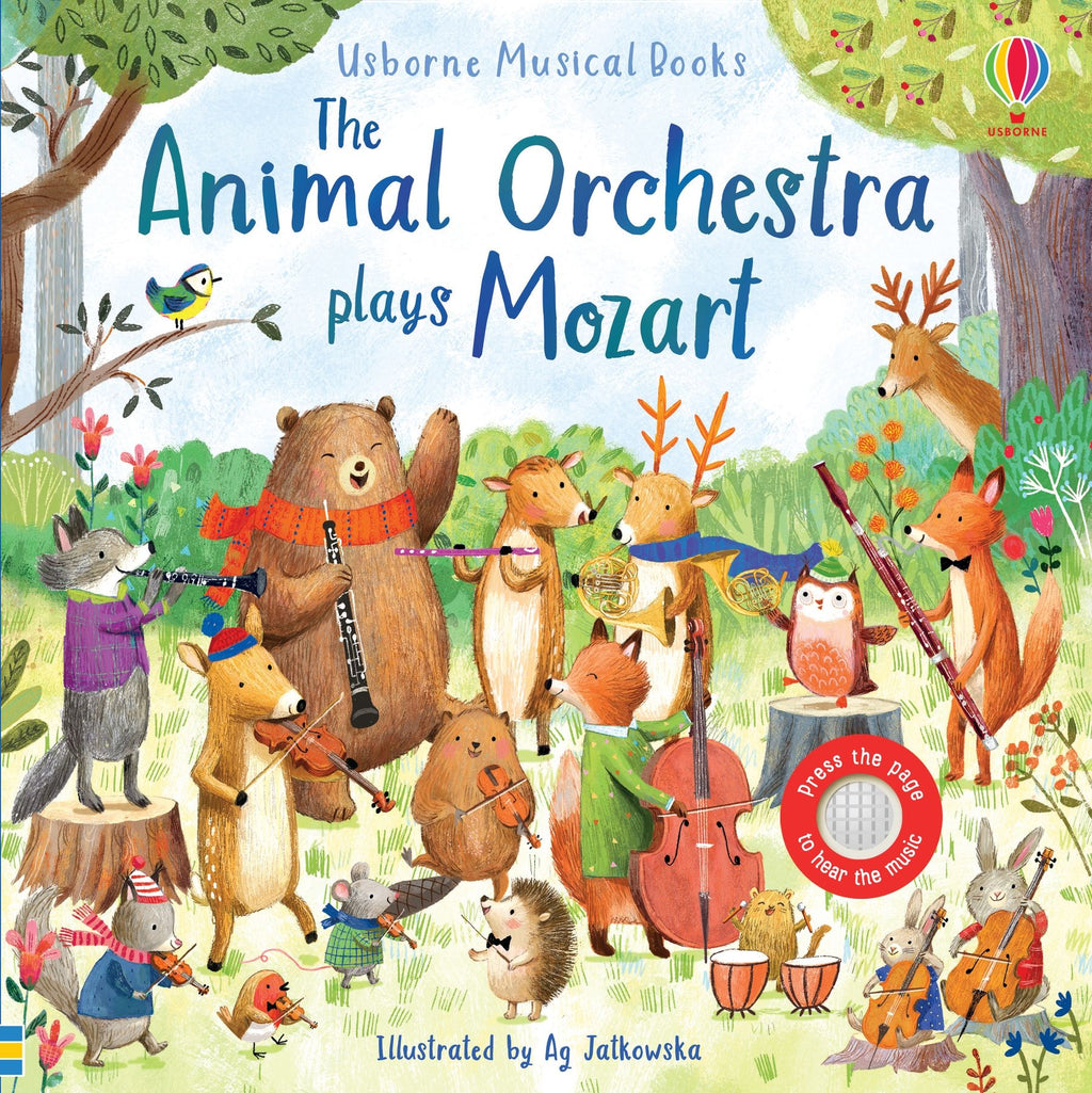 Carte interactiva cu sunete Orchestra animalelor canta Mozart, The Animal Orchestra Plays Mozart, Usborne, +6 luni
