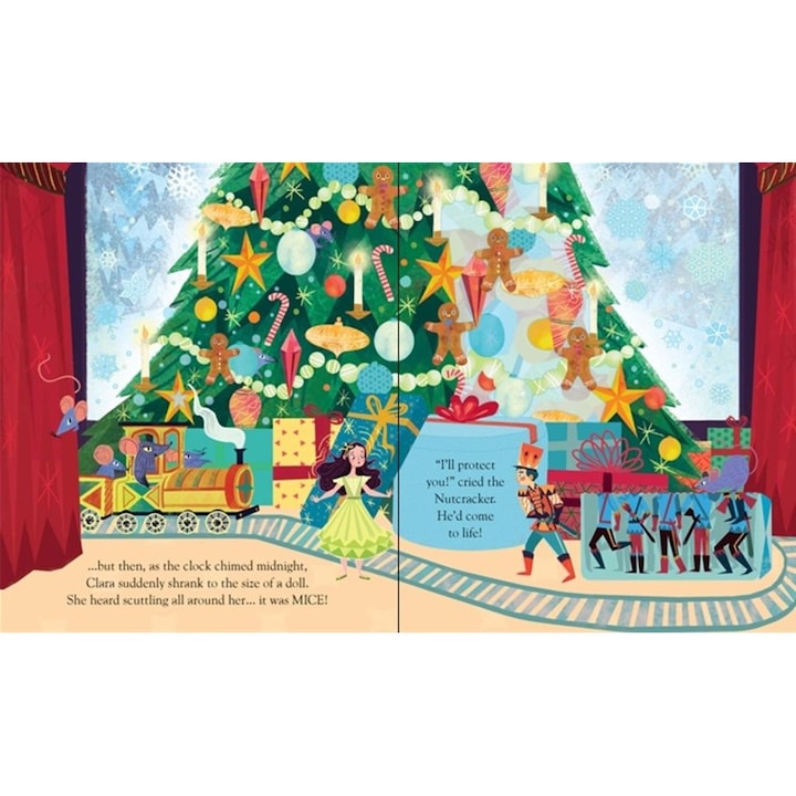 Carte interactiva cu clapete Priveste in interiorul unei povesti Spargatorul de nuci, Peep inside a Fairy Tale The Nutcracker, Usborne, +3 ani