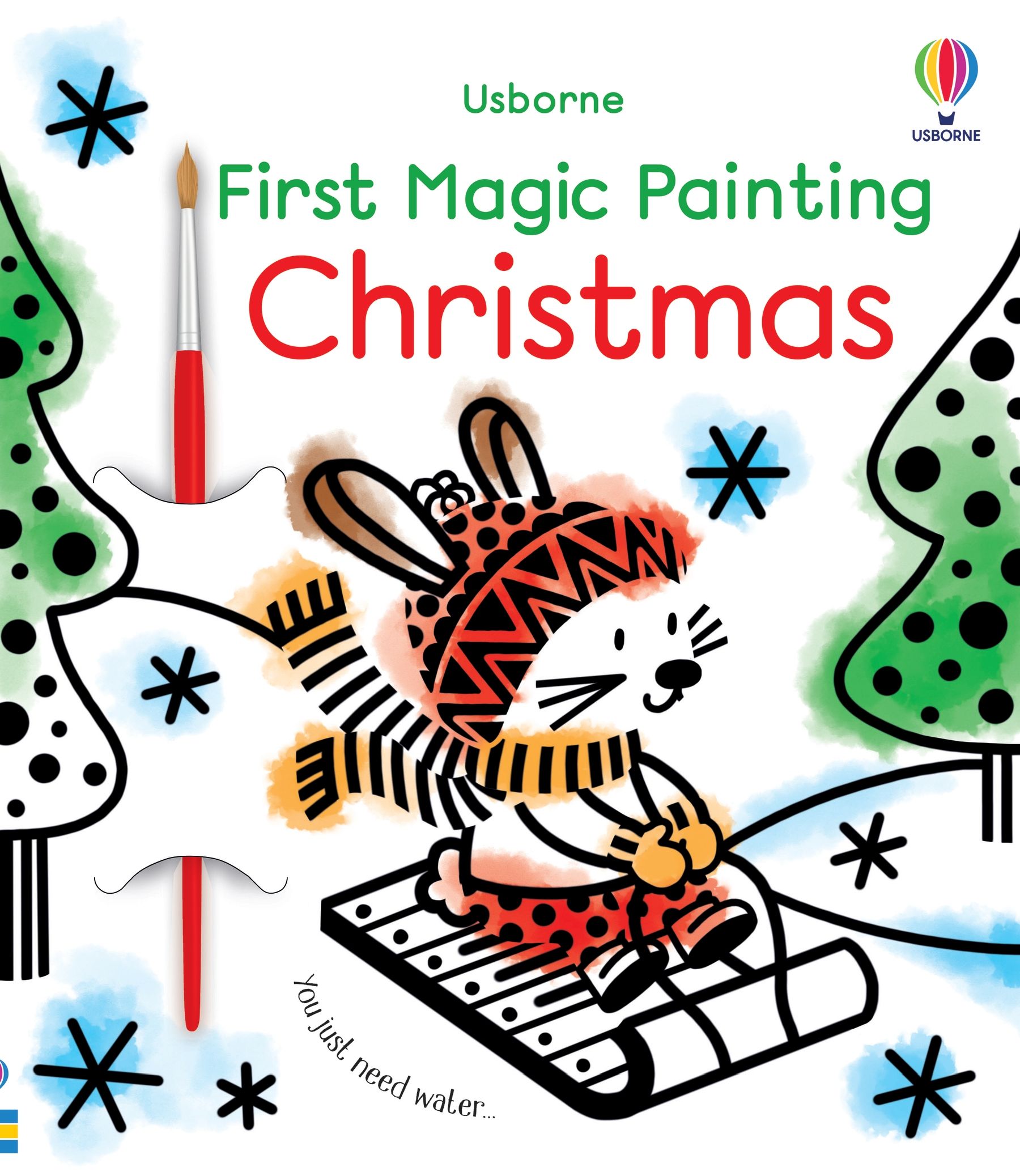 Carte de activitati de pictat cu apa First Magic Painting Christmas, Usborne, +3 ani