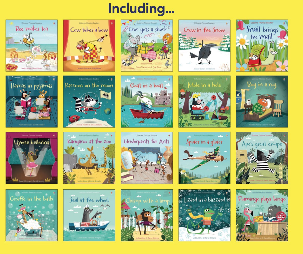 Set de 20 de carti educative Prima mea biblioteca de lectura fonetica, My First Phonics Reading Library, Usborne, +3 ani