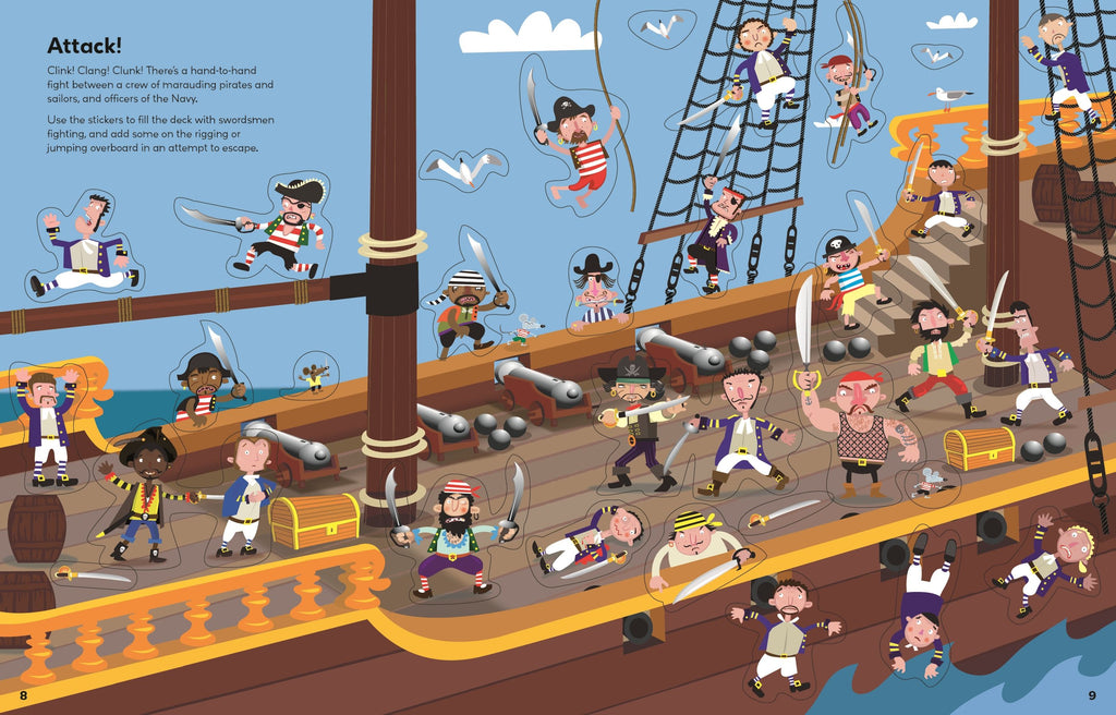 Carte cu peste 450 de stickere despre pirati, Pirate Sticker Book,Usborne, +5 ani
