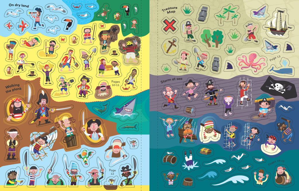 Carte cu peste 450 de stickere despre pirati, Pirate Sticker Book,Usborne, +5 ani