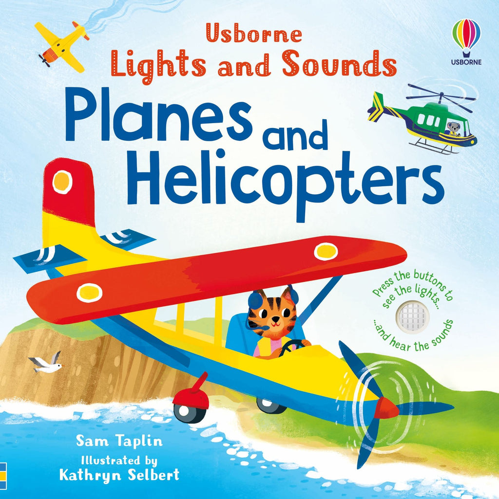 Carte cu lumini si sunete Avioane si elicoptere, Lights and Sounds Planes and Helicopters, Usborne, +12 luni