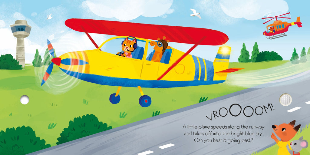 Carte cu lumini si sunete Avioane si elicoptere, Lights and Sounds Planes and Helicopters, Usborne, +12 luni