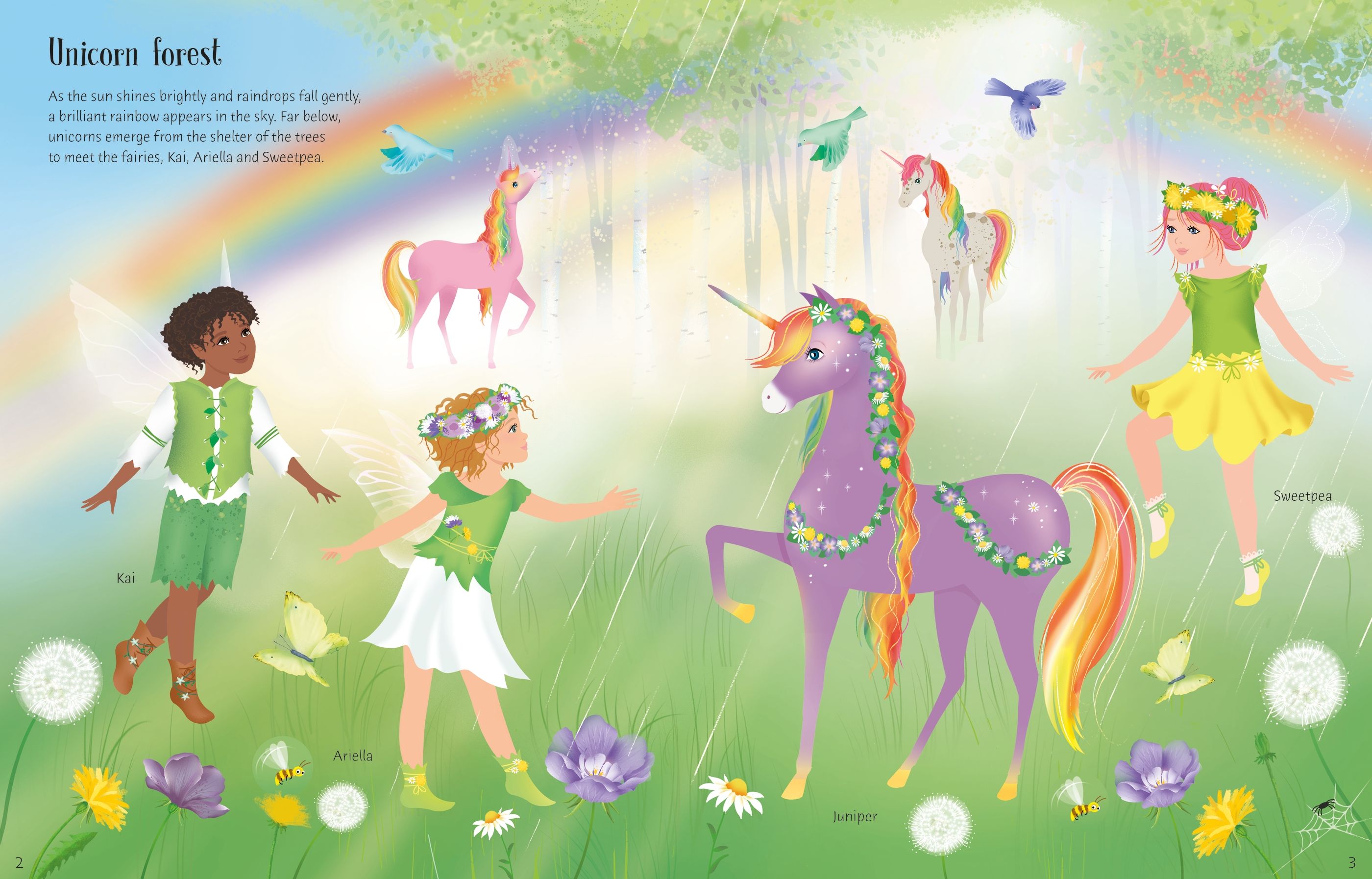 Carte cu stickere Sticker Dolly Dressing Rainbow Unicorns, Usborne, +5 ani
