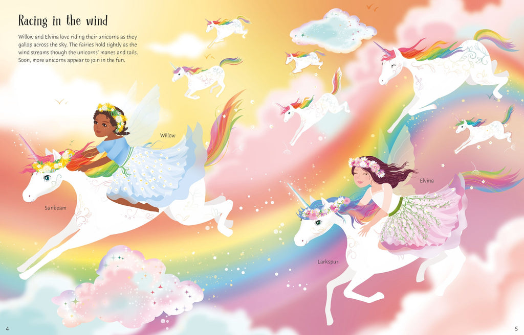 Carte cu stickere Sticker Dolly Dressing Rainbow Unicorns, Usborne, +5 ani