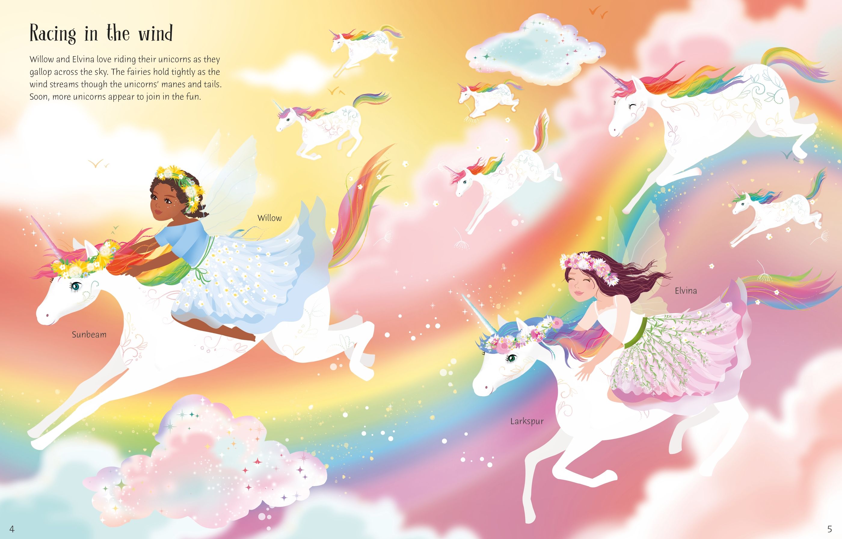 Carte cu stickere Sticker Dolly Dressing Rainbow Unicorns, Usborne, +5 ani
