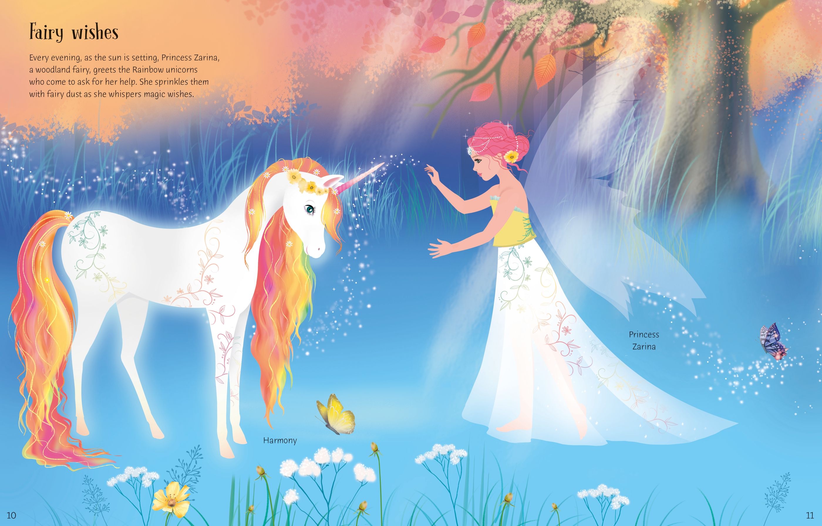 Carte cu stickere Sticker Dolly Dressing Rainbow Unicorns, Usborne, +5 ani