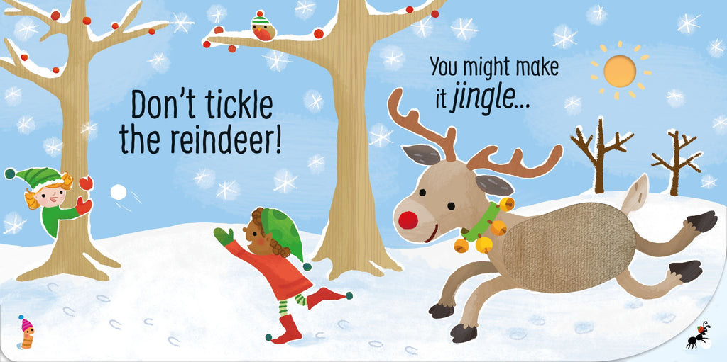 Carte senzoriala de Craciun Nu gadila renul!,  Don't Tickle the Reindeer!, Usborne, +6 luni