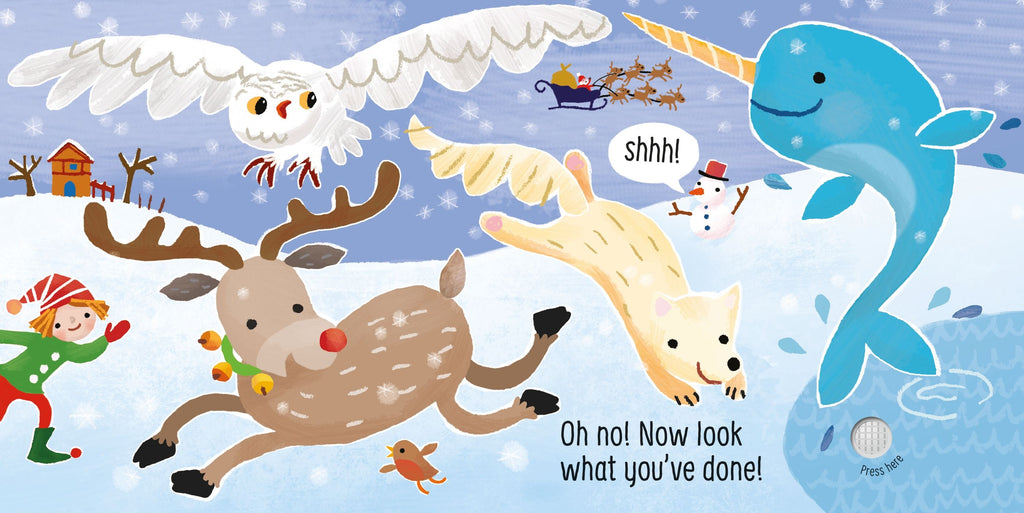 Carte senzoriala de Craciun Nu gadila renul!,  Don't Tickle the Reindeer!, Usborne, +6 luni
