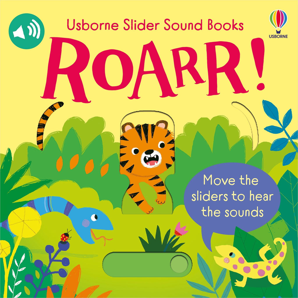 Carte interactiva cu sunete si ferestre glisante Roarr! Slider Sounds Books, Usborne, +6 luni