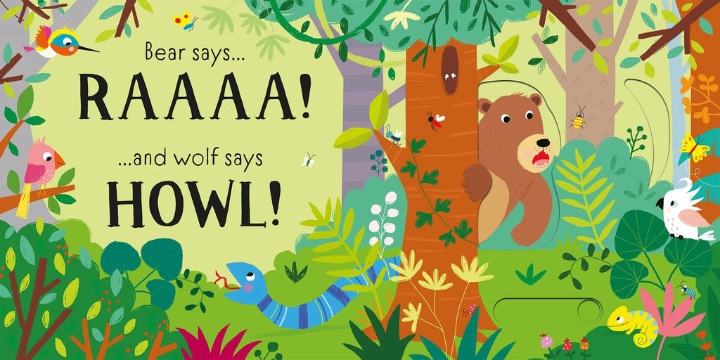 Carte interactiva cu sunete si ferestre glisante Roarr! Slider Sounds Books, Usborne, +6 luni