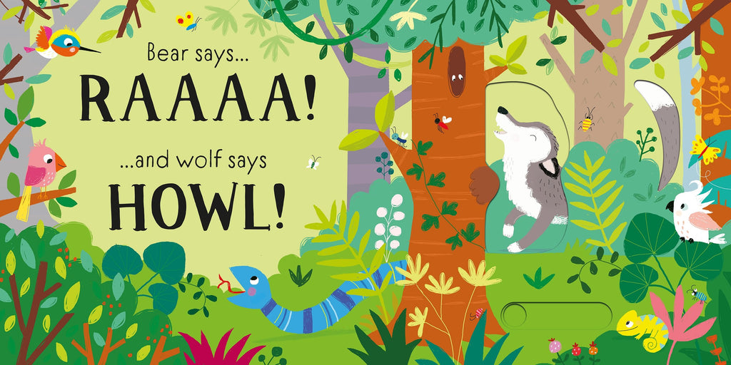 Carte interactiva cu sunete si ferestre glisante Roarr! Slider Sounds Books, Usborne, +6 luni