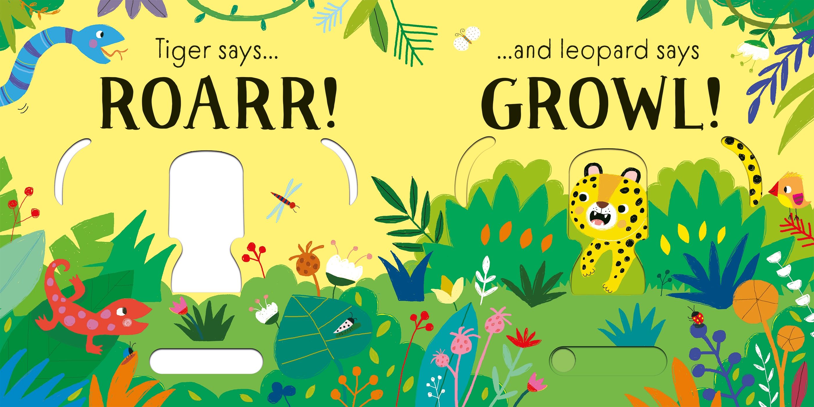 Carte interactiva cu sunete si ferestre glisante Roarr! Slider Sounds Books, Usborne, +6 luni