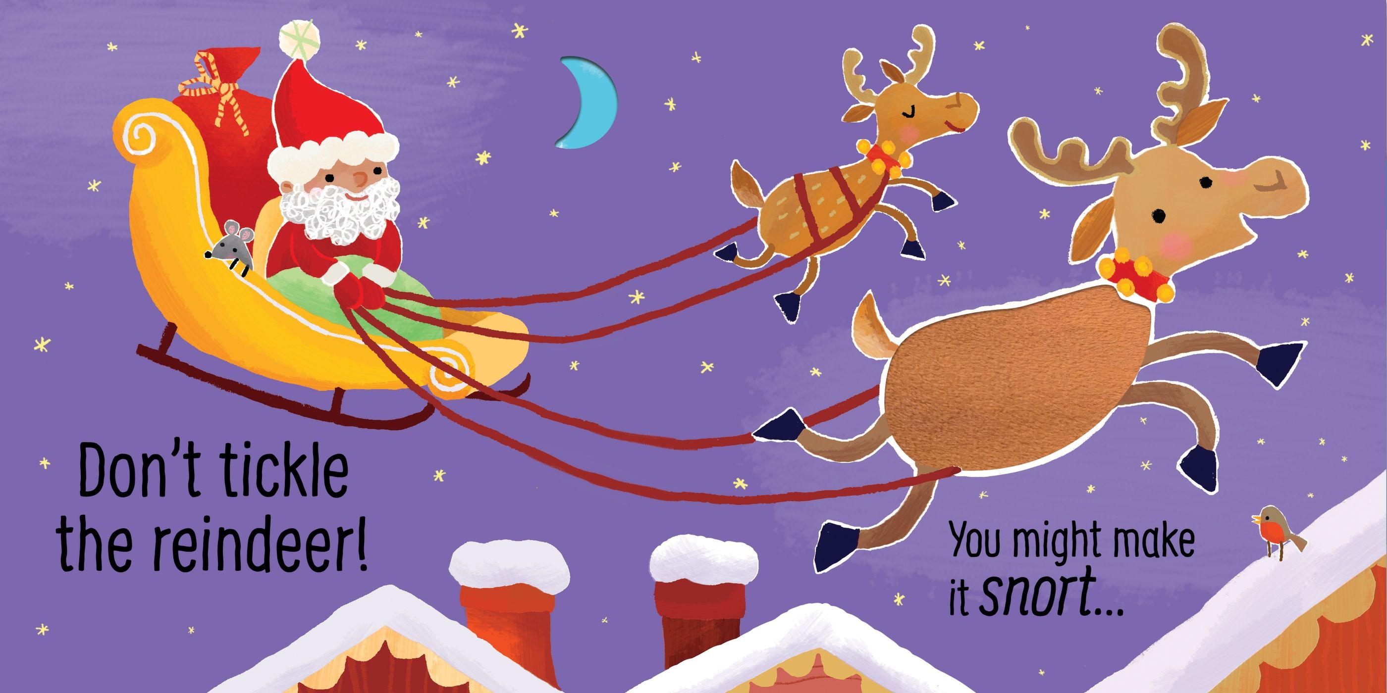 Carte interactiva cu sunete de Craciun Don't Tickle Santa!, Usborne, +6 luni