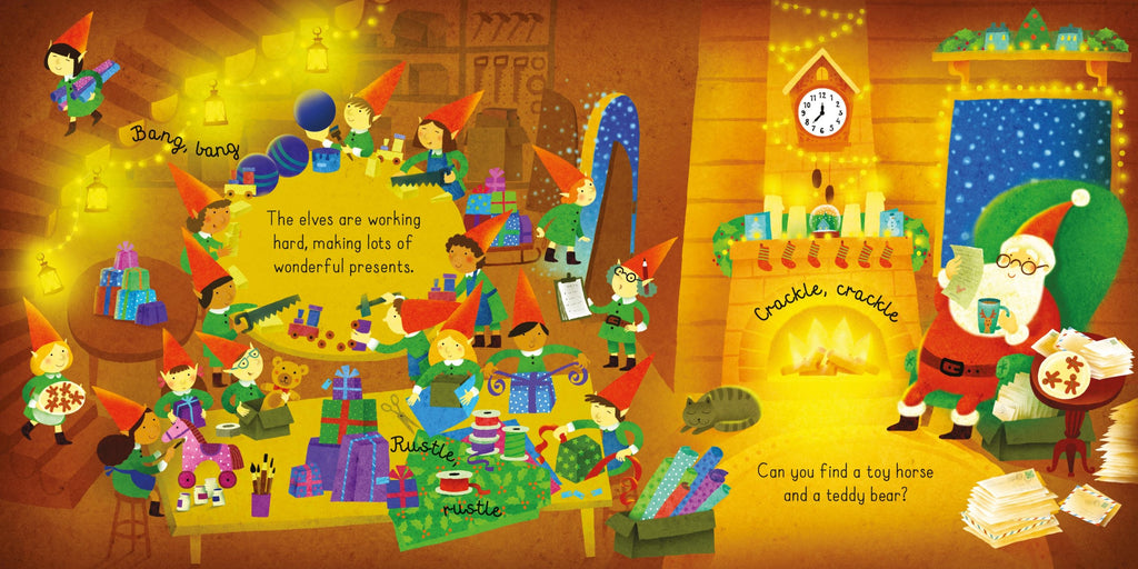 Carte cu 3 puzzle-uri a cate 9 piese cu Mos Craciun, Usborne, +3 ani