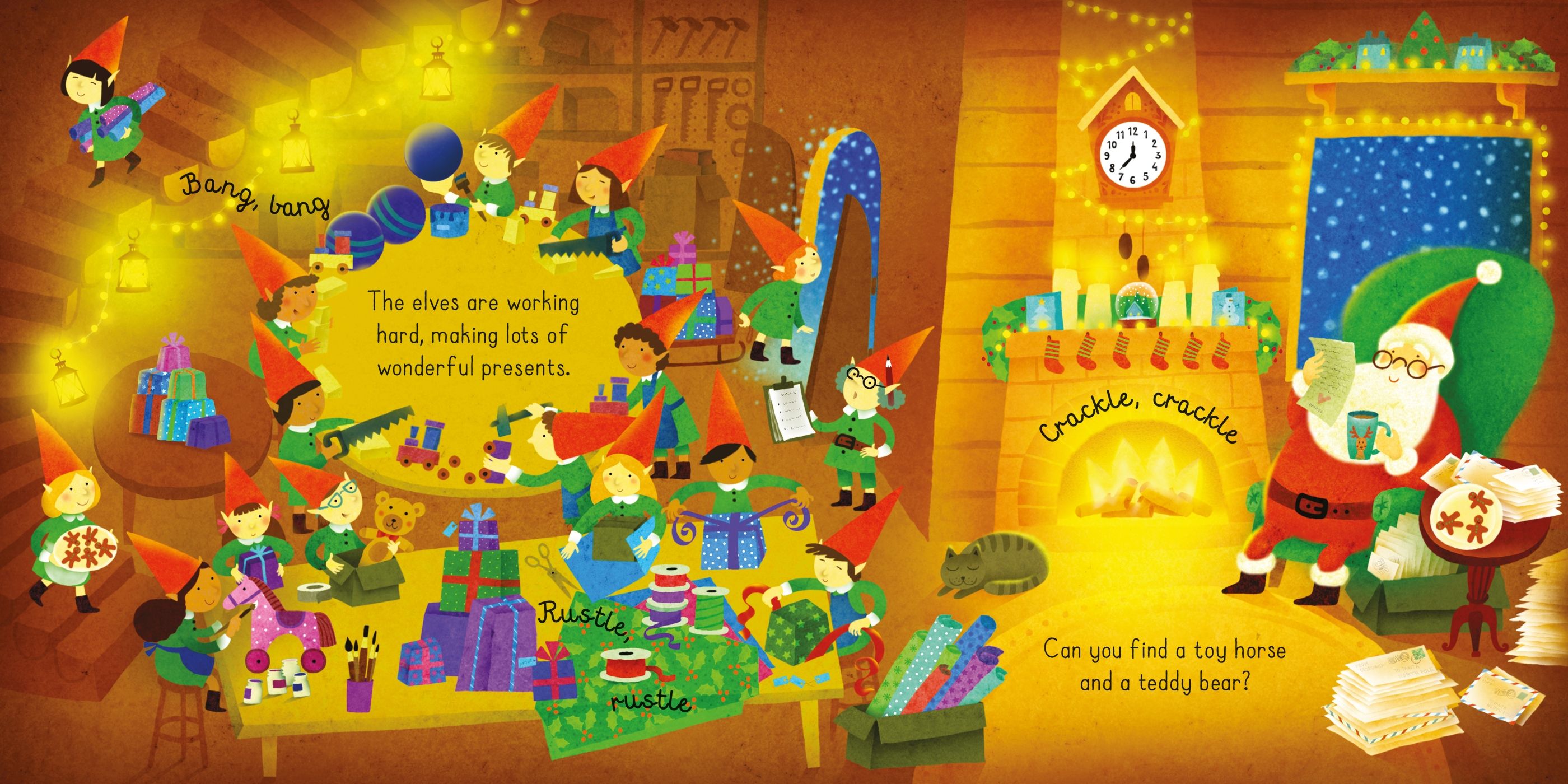 Carte cu 3 puzzle-uri a cate 9 piese cu Mos Craciun, Usborne, +3 ani