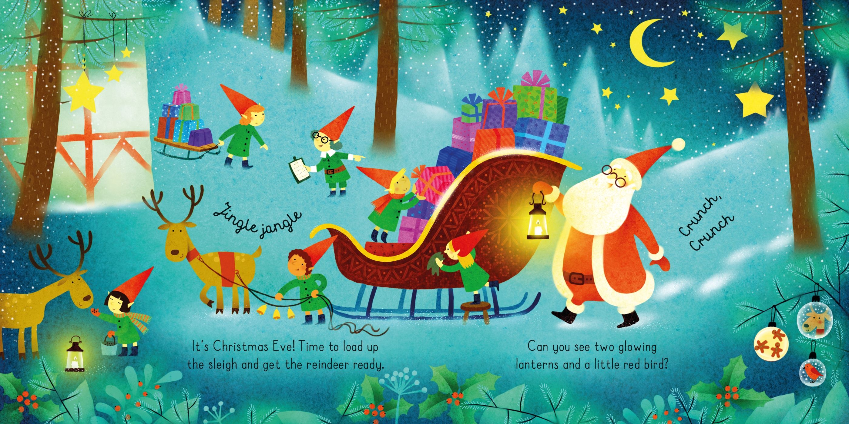 Carte cu 3 puzzle-uri a cate 9 piese cu Mos Craciun, Usborne, +3 ani