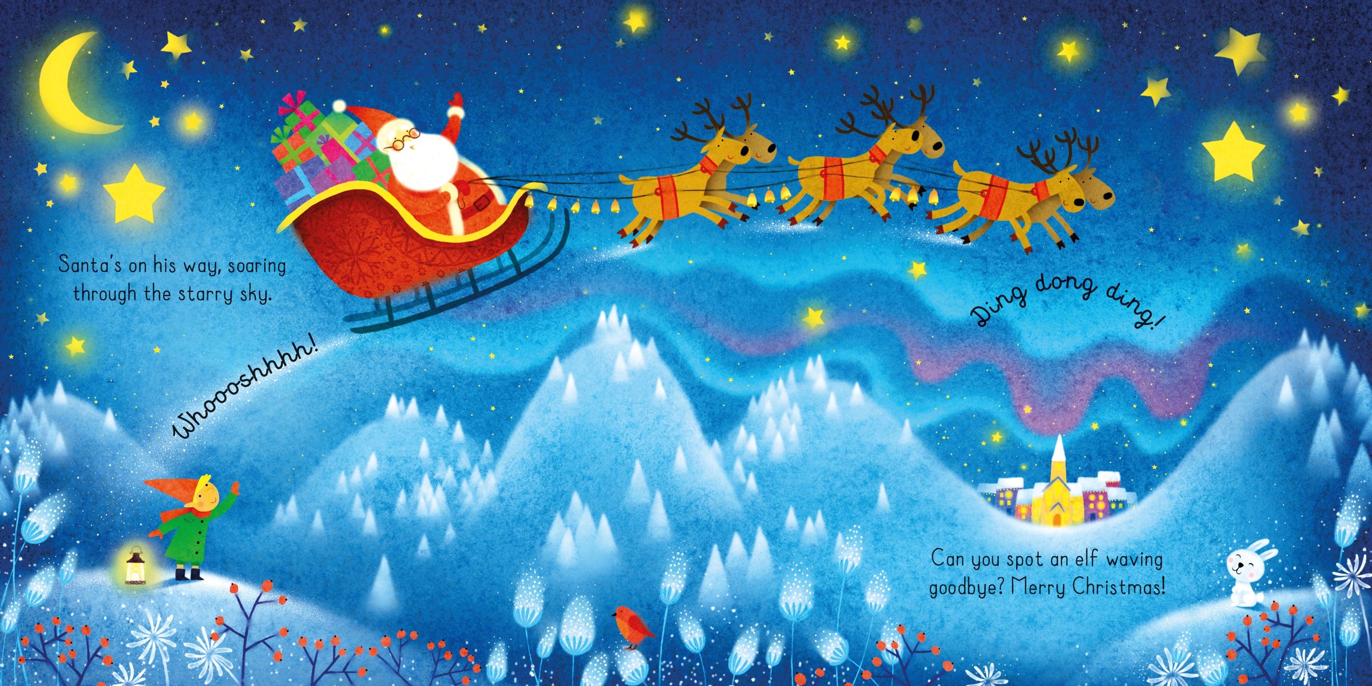 Carte cu 3 puzzle-uri a cate 9 piese cu Mos Craciun, Usborne, +3 ani