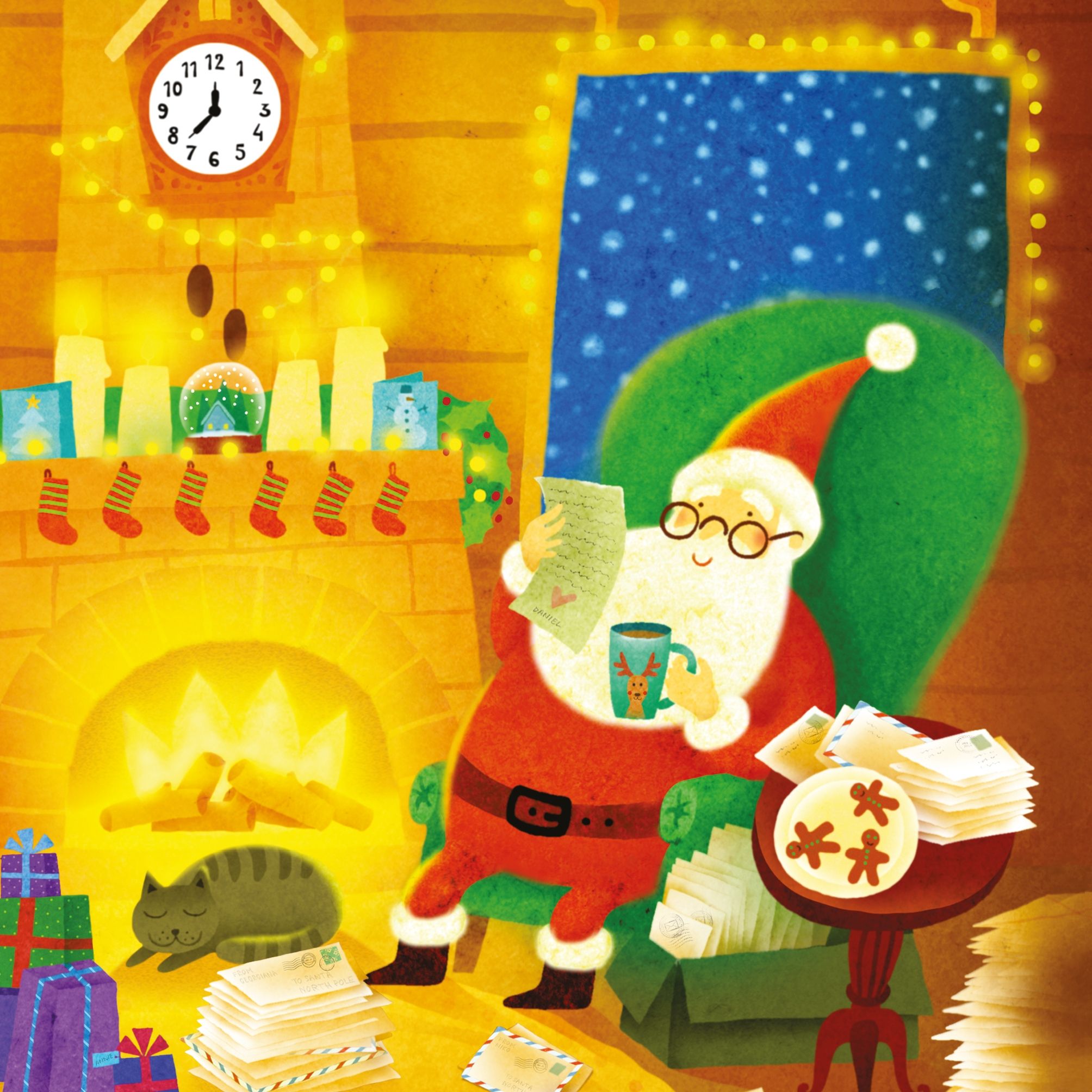 Carte cu 3 puzzle-uri a cate 9 piese cu Mos Craciun, Usborne, +3 ani