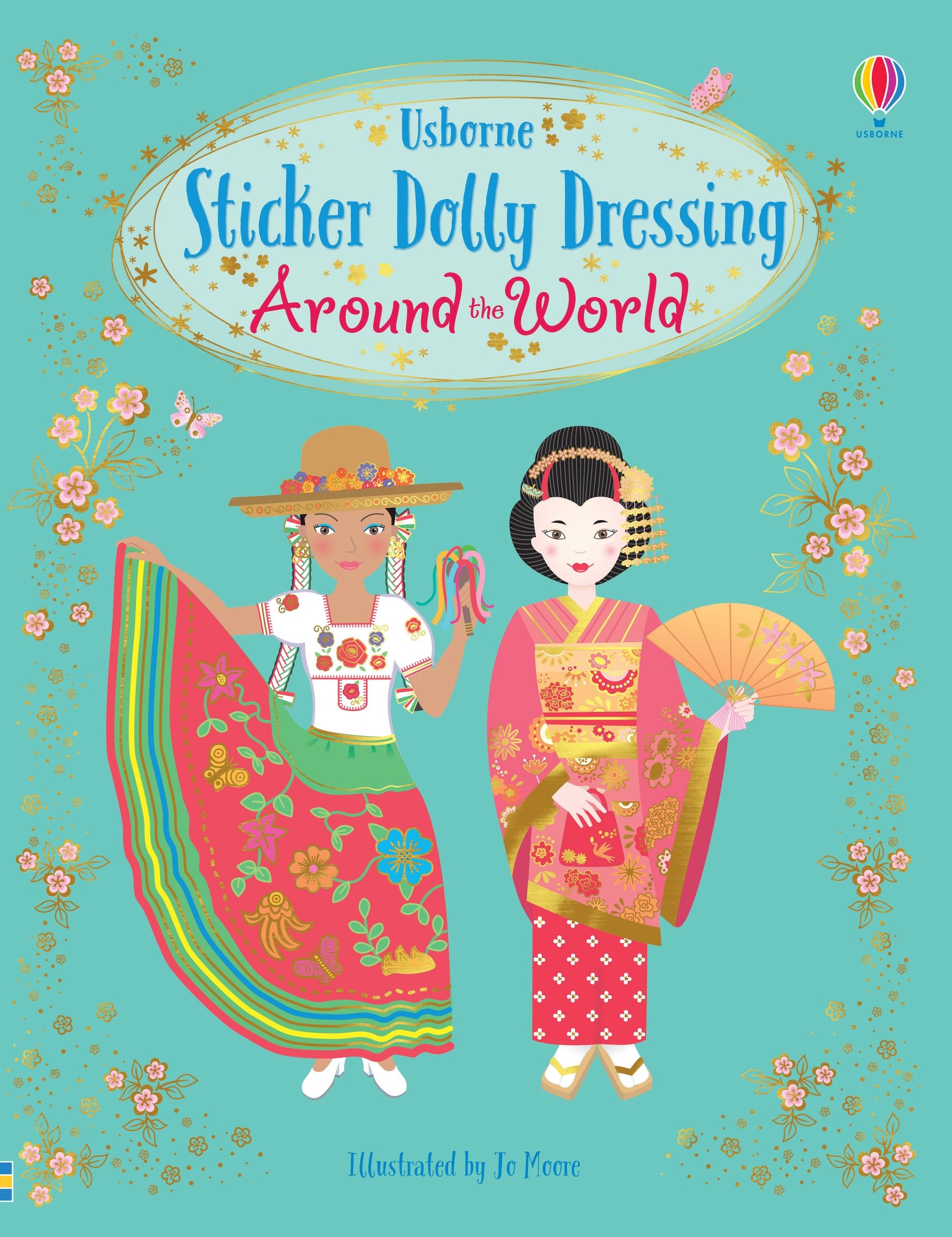Carte cu stickere In jurul Pamantului, Sticker Dolly Dressing Around the World, Usborne, +5 ani
