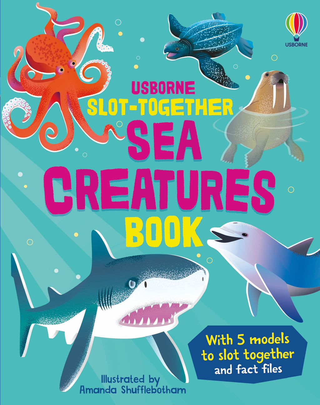 Carte interactivă de asamblat 3D, Creaturi marine, colectia "Slot-together", Usborne, +4 ani