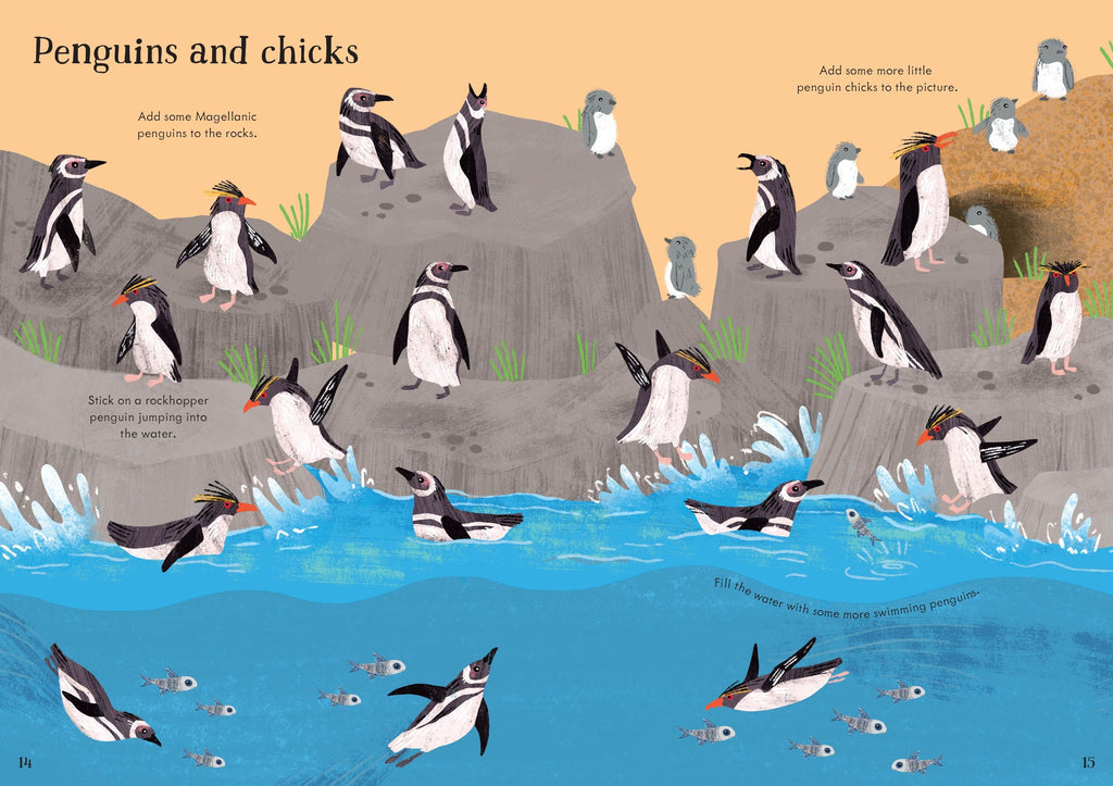 Carte interactiva cu 240 stickere La malul marii, Little First Stickers: Seashore, Usborne, +3 ani