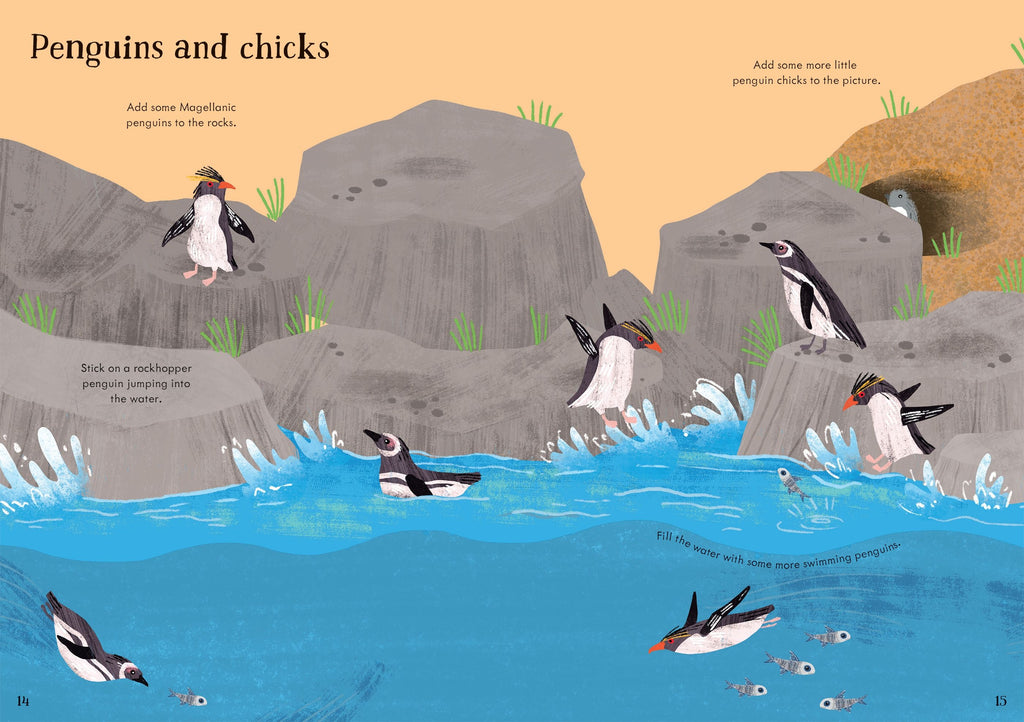 Carte interactiva cu 240 stickere La malul marii, Little First Stickers: Seashore, Usborne, +3 ani