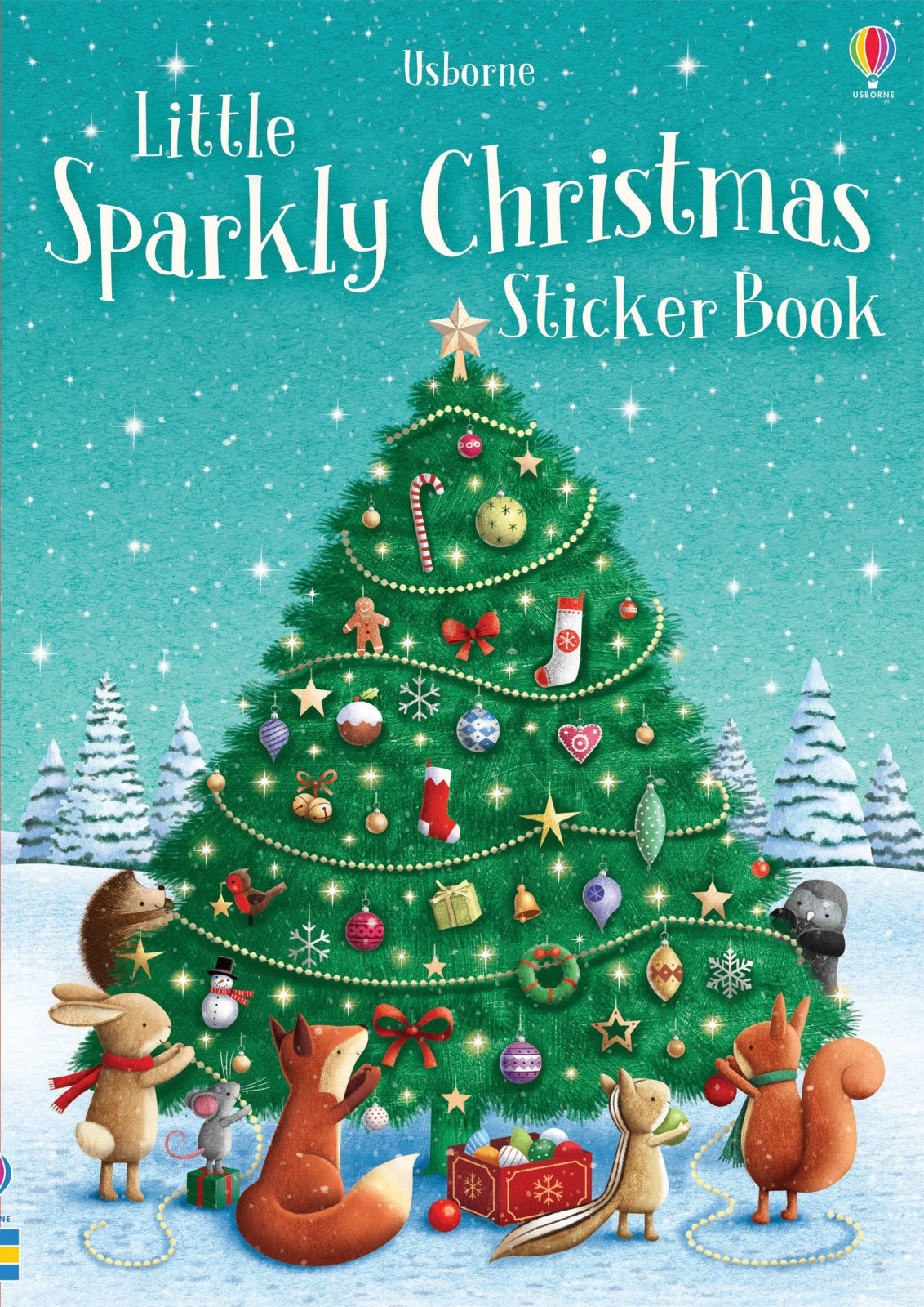Carte interactiva cu stickere de Craciun, Little Sparkly Christmas Book, Usborne, +6 luni