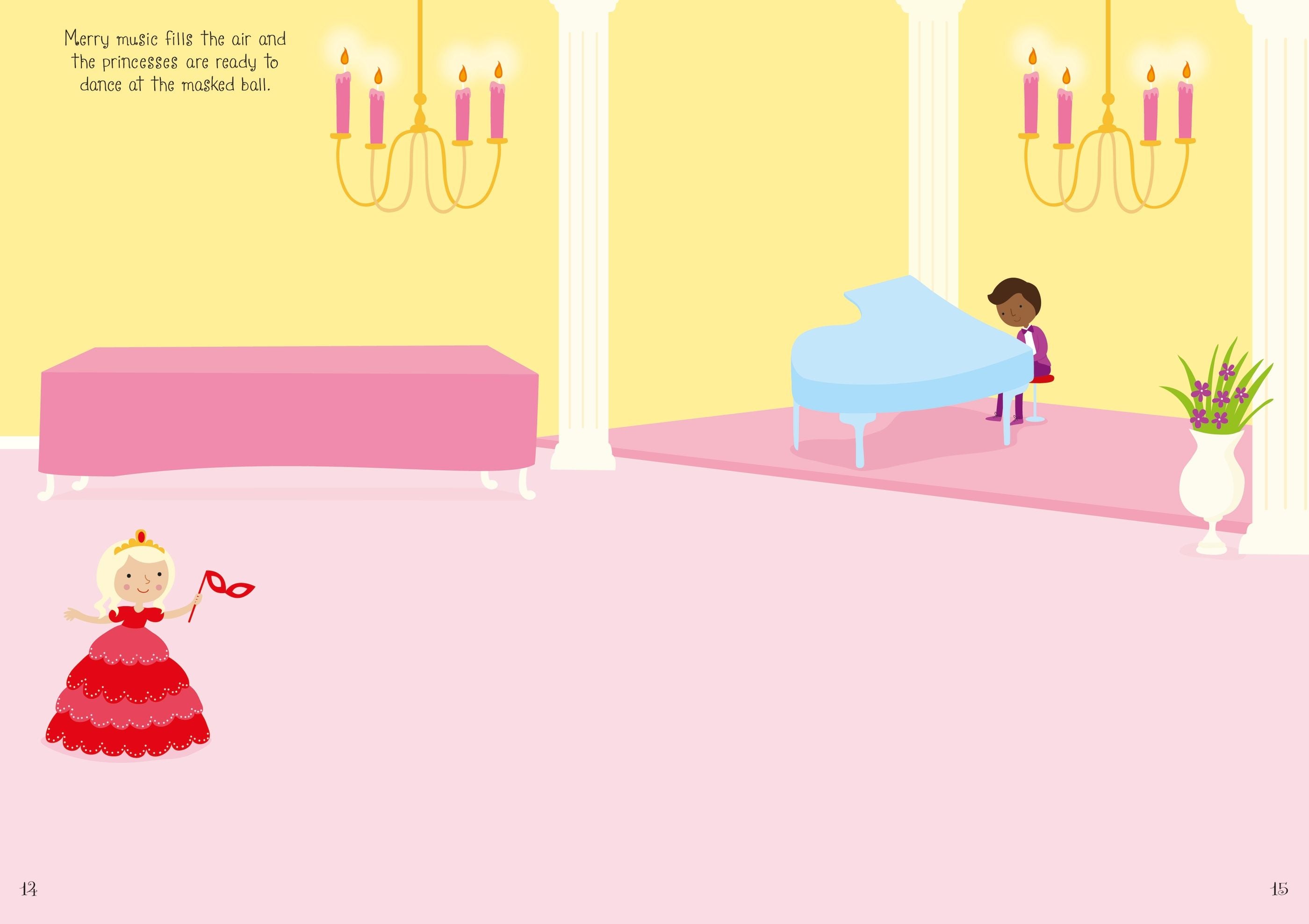 Carte cu stickere Printese stralucitoare, Sparkly Princesses Sticker Book, +3 ani