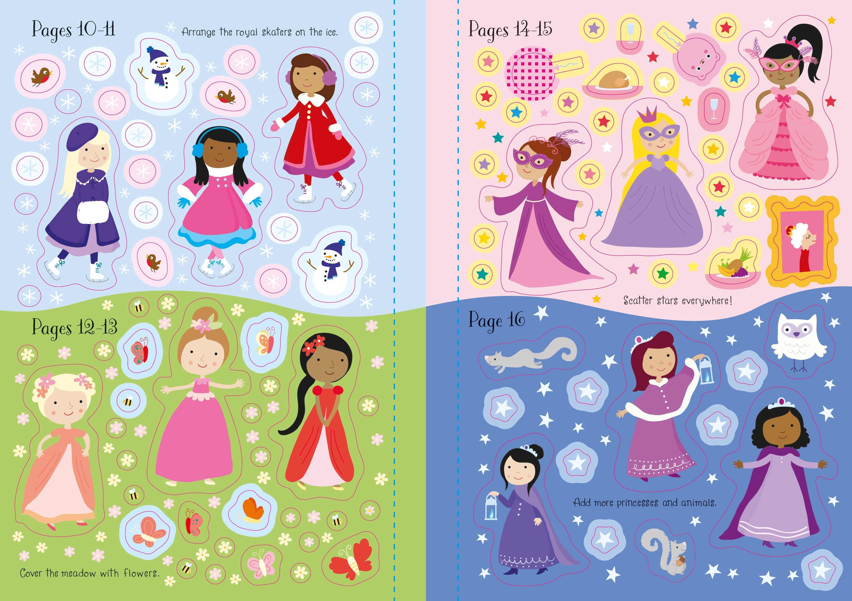 Carte cu stickere Printese stralucitoare, Sparkly Princesses Sticker Book, +3 ani