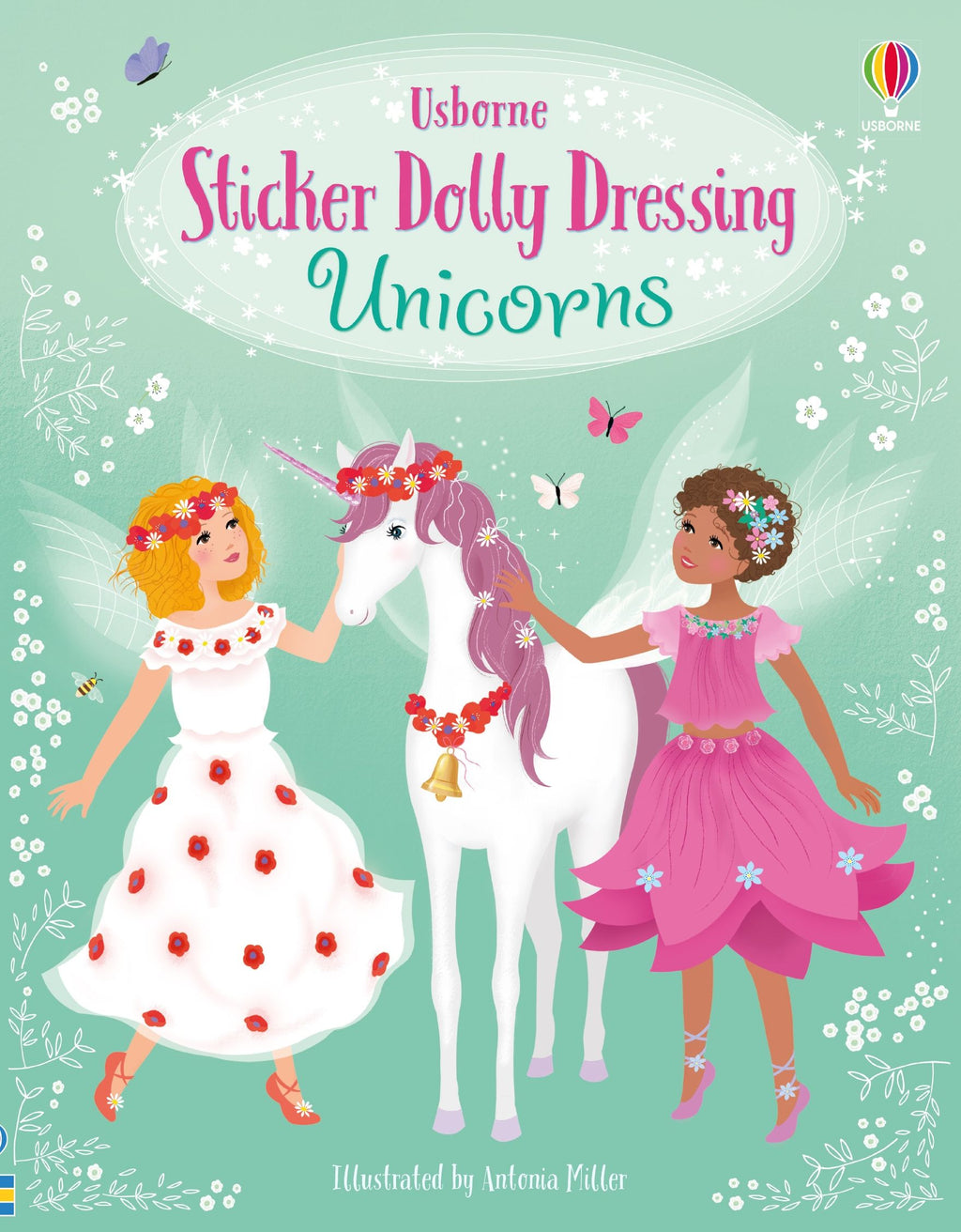 Carte cu stickere cu Unicorni, Sticker Dolly Dressing Unicorns, Usborne, +5 ani