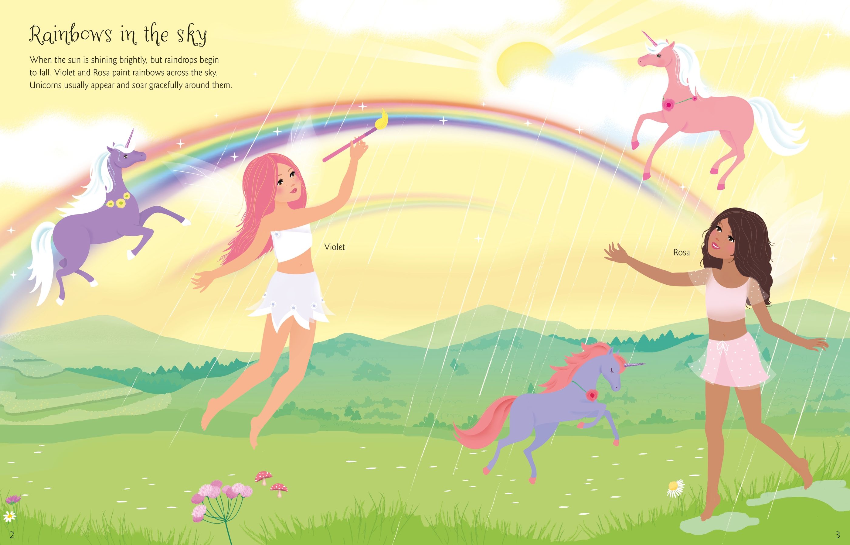 Carte cu stickere cu Unicorni, Sticker Dolly Dressing Unicorns, Usborne, +5 ani