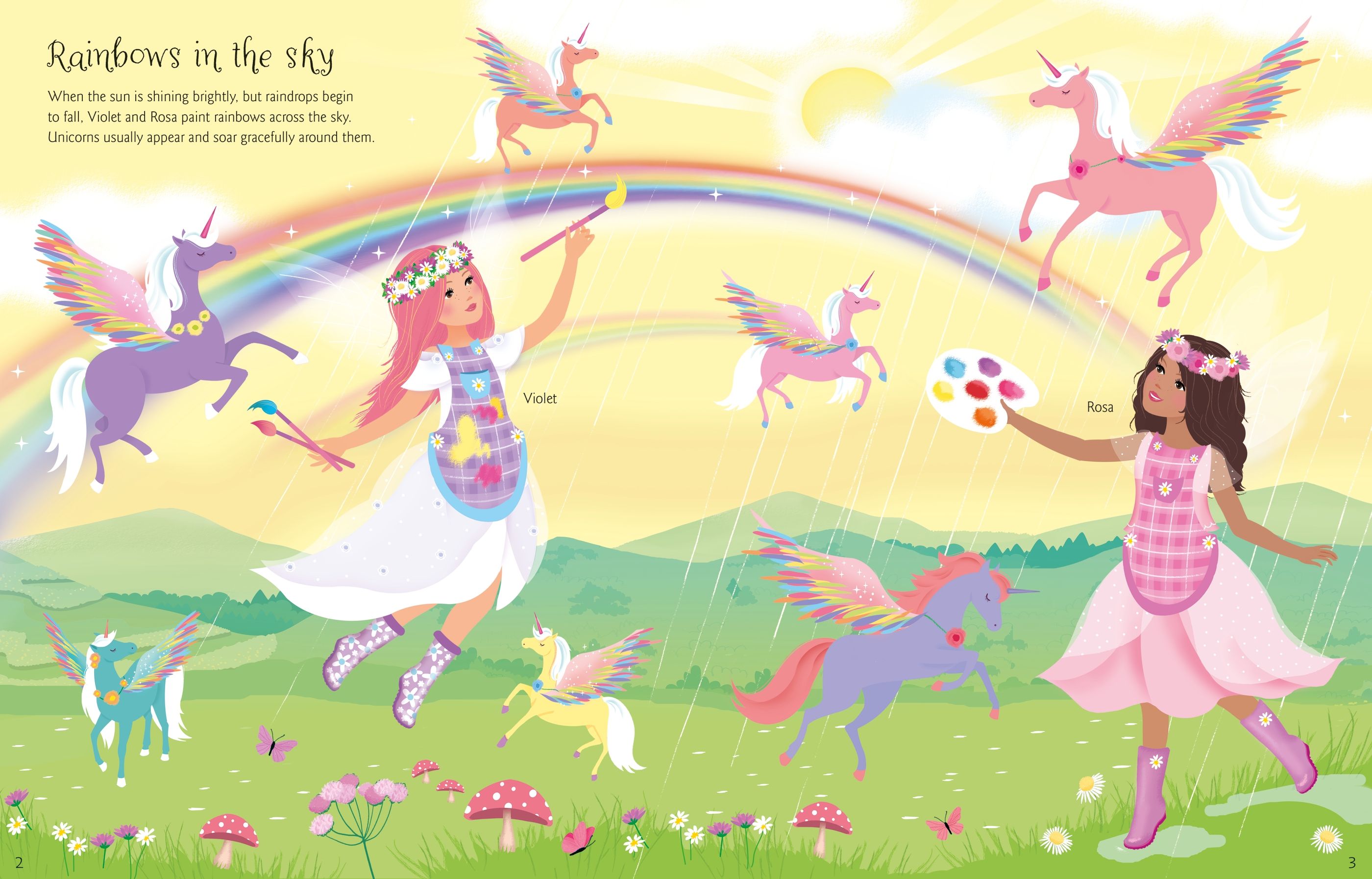 Carte cu stickere cu Unicorni, Sticker Dolly Dressing Unicorns, Usborne, +5 ani