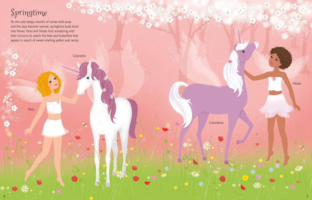 Carte cu stickere cu Unicorni, Sticker Dolly Dressing Unicorns, Usborne, +5 ani