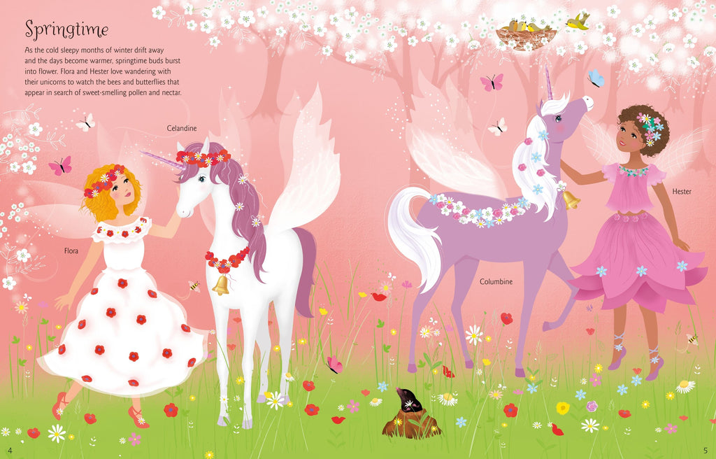 Carte cu stickere cu Unicorni, Sticker Dolly Dressing Unicorns, Usborne, +5 ani