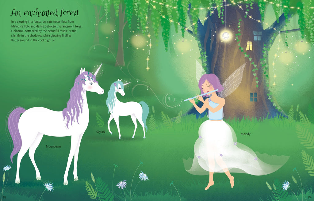 Carte cu stickere cu Unicorni, Sticker Dolly Dressing Unicorns, Usborne, +5 ani
