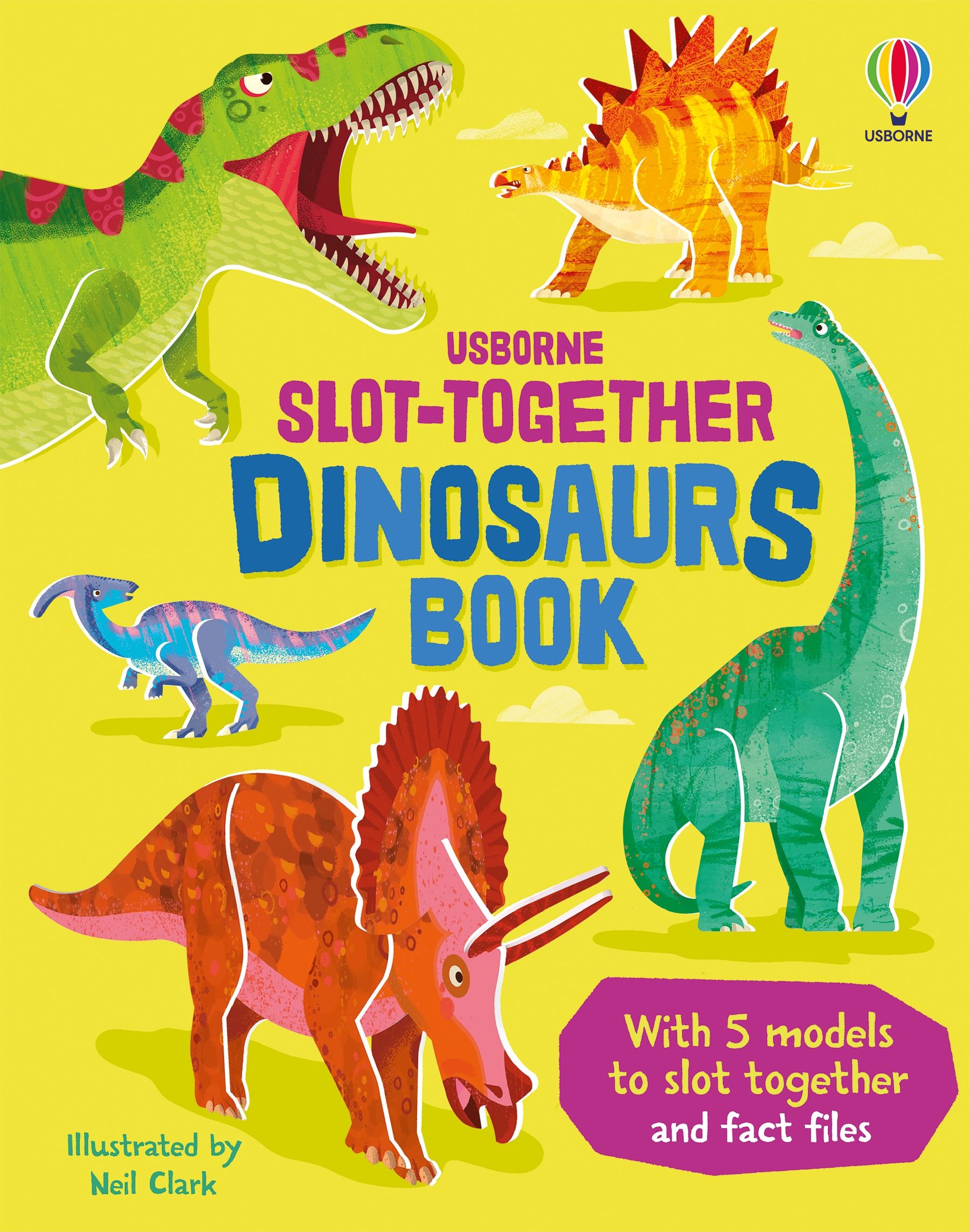 Carte interactiva de asamblat 3D, Dinozauri, colectia Slot-together, Usborne, +4 ani
