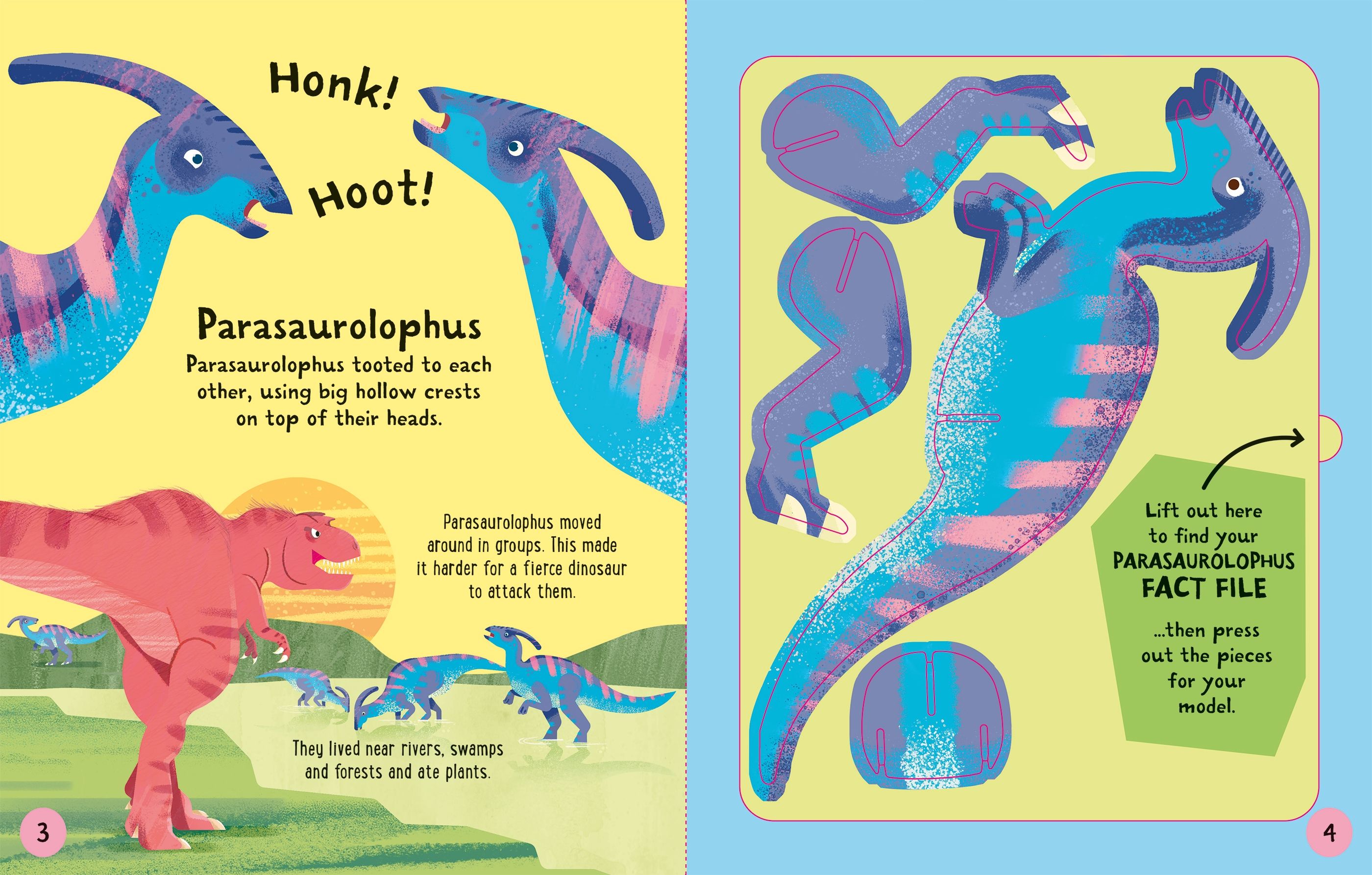 Carte interactiva de asamblat 3D, Dinozauri, colectia Slot-together, Usborne, +4 ani