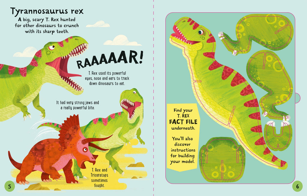 Carte interactiva de asamblat 3D, Dinozauri, colectia Slot-together, Usborne, +4 ani