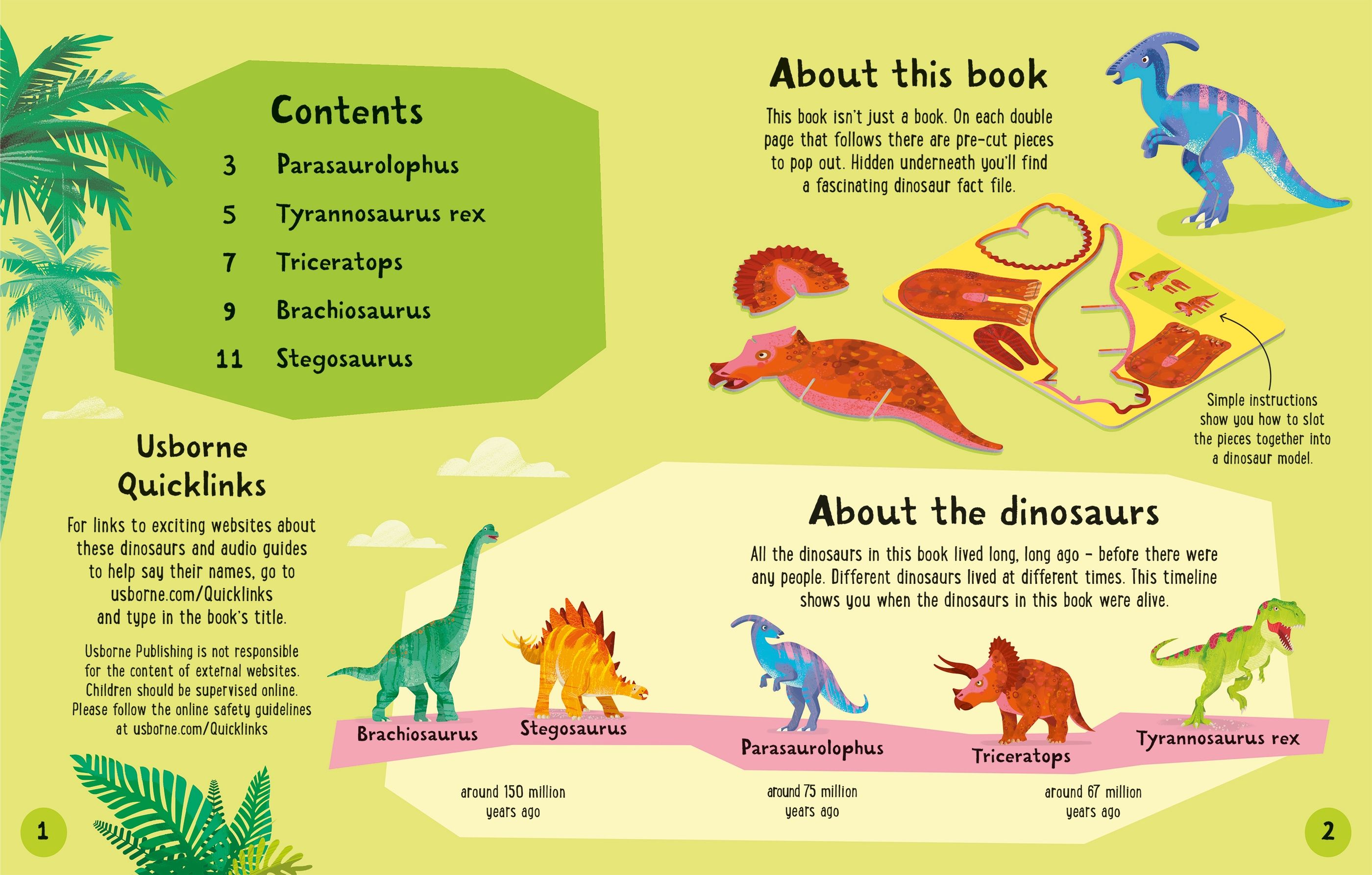 Carte interactiva de asamblat 3D, Dinozauri, colectia Slot-together, Usborne, +4 ani