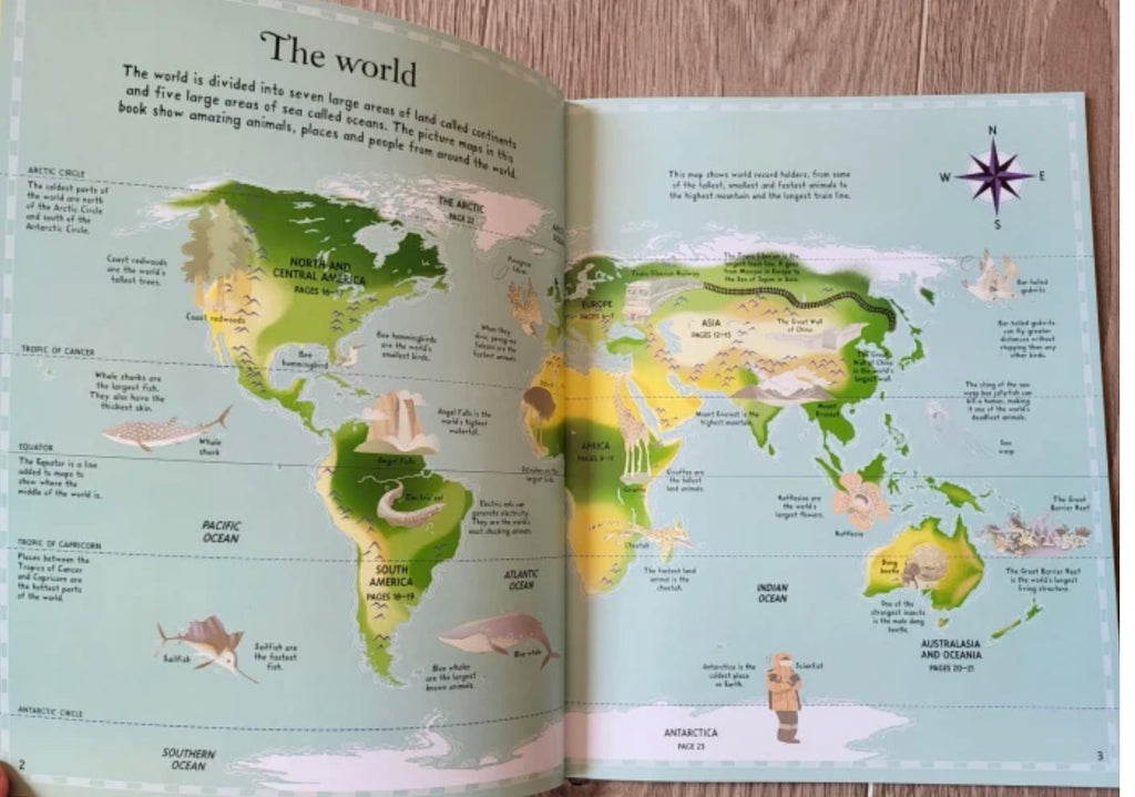 Carte cu stickere Atlasul lumii, Sticker Picture Atlas of the World, Usborne, +5 ani