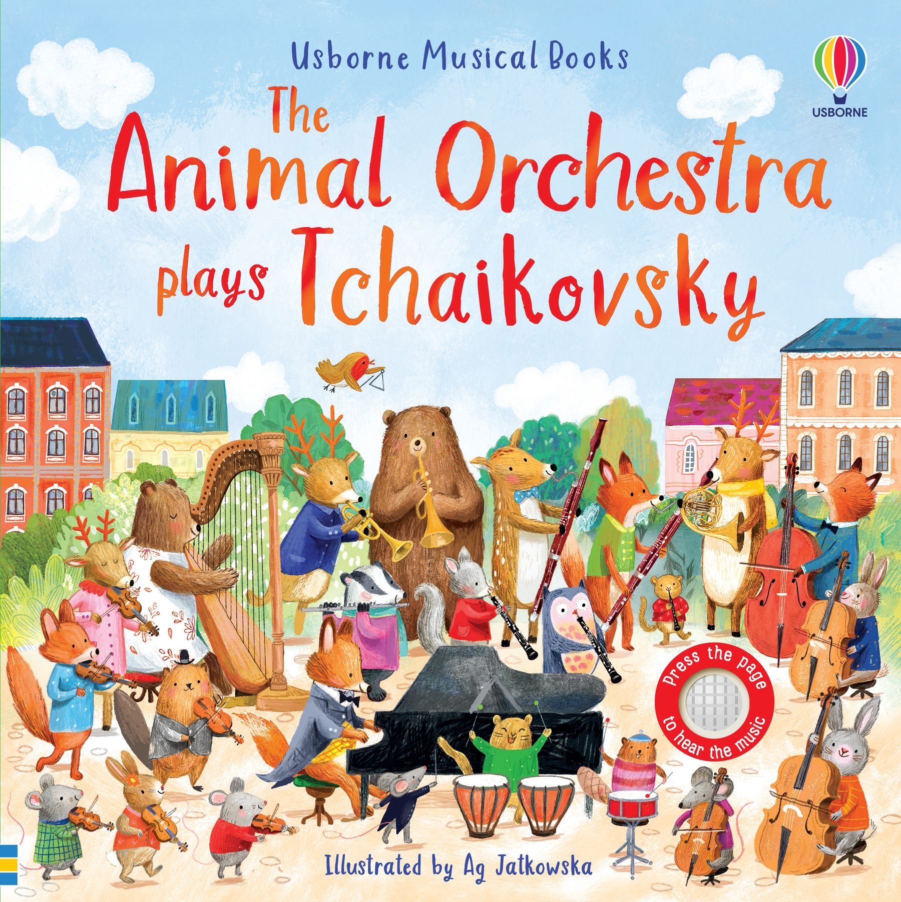 Carte interactiva cu sunete Orchestra animalelor canta Tchaikovsky, The Animal Orchestra Plays Tchaikovsky, Usborne, +6 luni