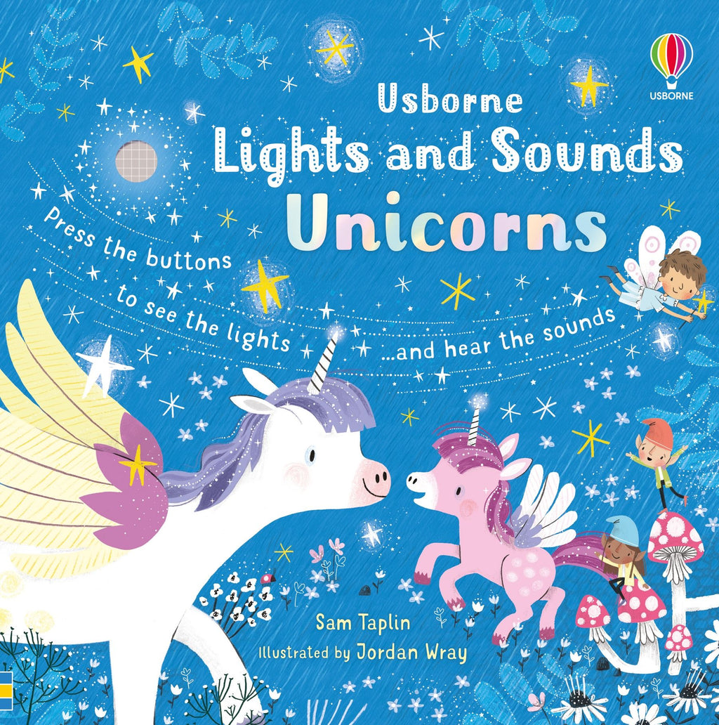 Carte cu lumini și sunete cu unicorni Lights and Sounds Unicorns, Usborne, +6 luni