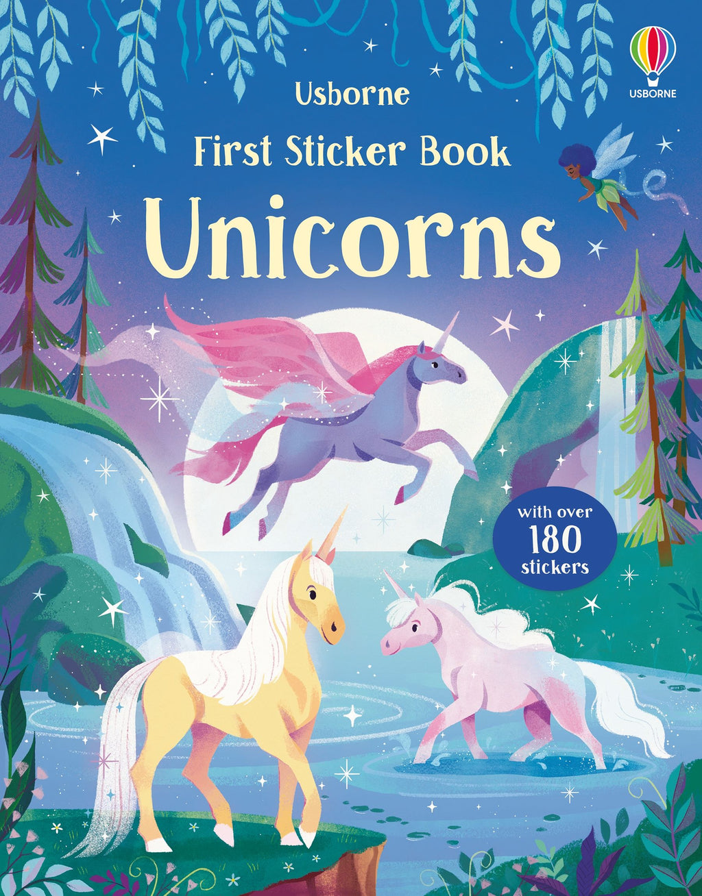 Carte cu 180 stickere cu unicorni, First Sticker Book Unicorns, Usborne, +3 ani