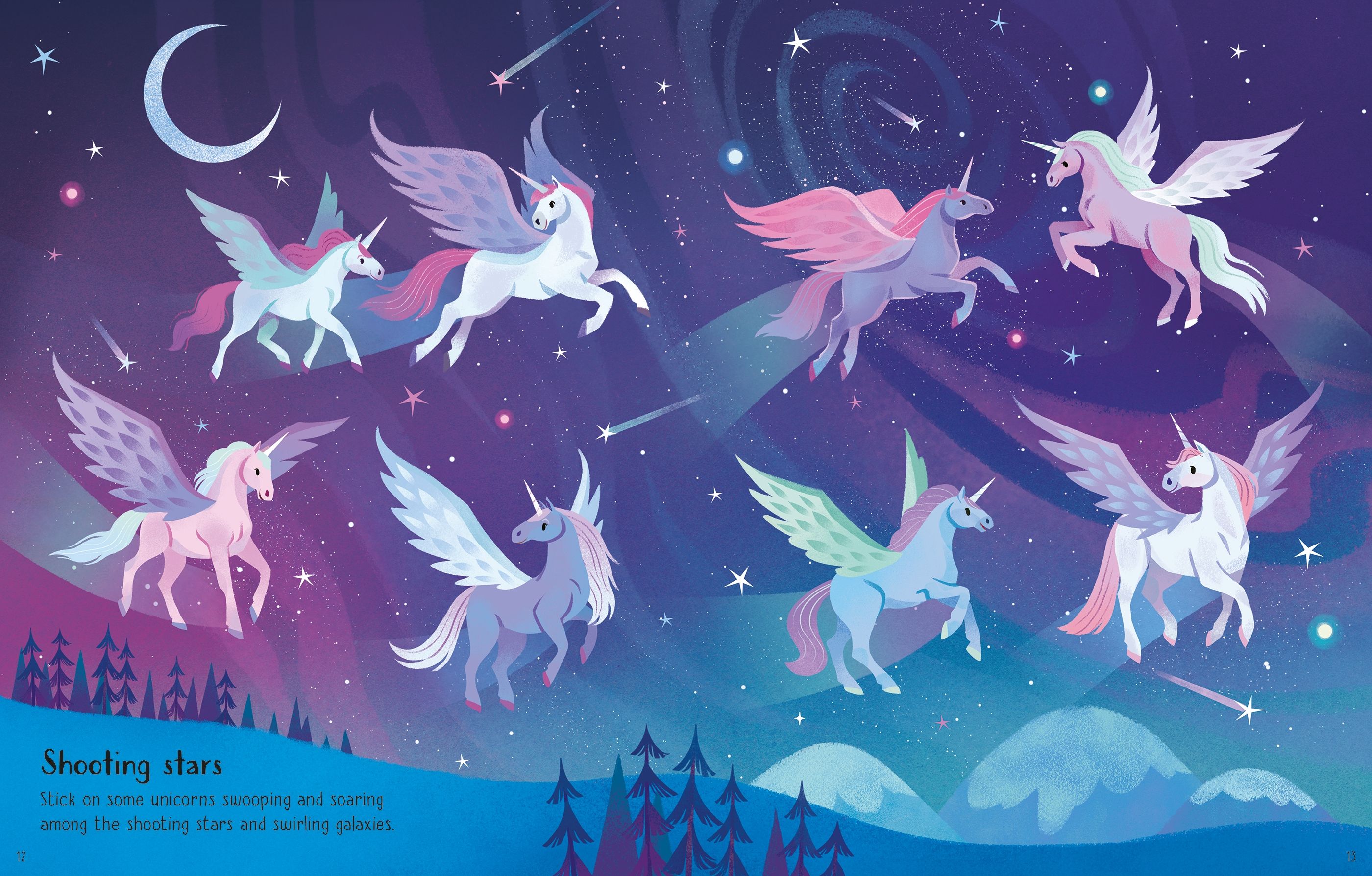 Carte cu 180 stickere cu unicorni, First Sticker Book Unicorns, Usborne, +3 ani