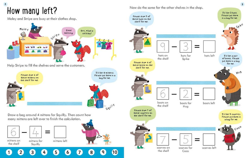 Carte de activitati Scaderea, Usborne Workbooks Subtracting, Usborne, +5 ani